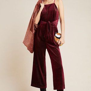Anthropologie Greylin Rouge Velvet Jumpsuit size S